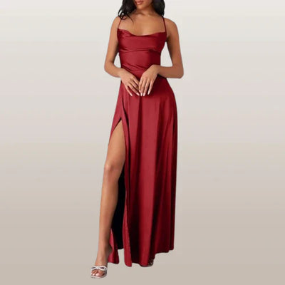 Elegantes Damen Kleid Mit Hohem Schlitz | Maxi