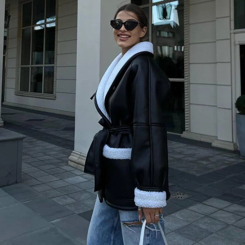 Modische Damenjacke mit Gürtel | Winter
