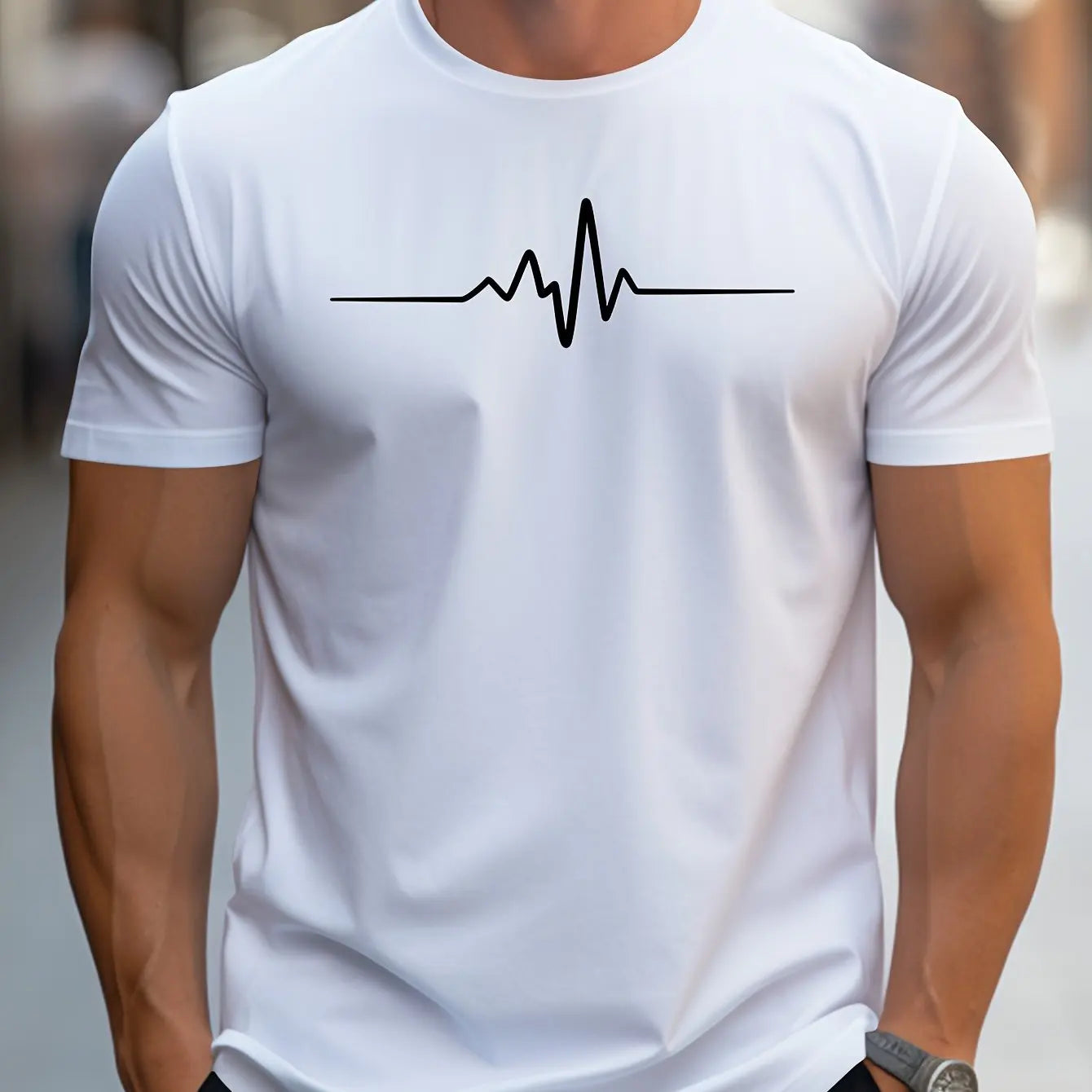 Herren Slim Fit Kurzarm T-Shirt | Herzschlag Print