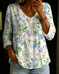 Weiß Blau Floral