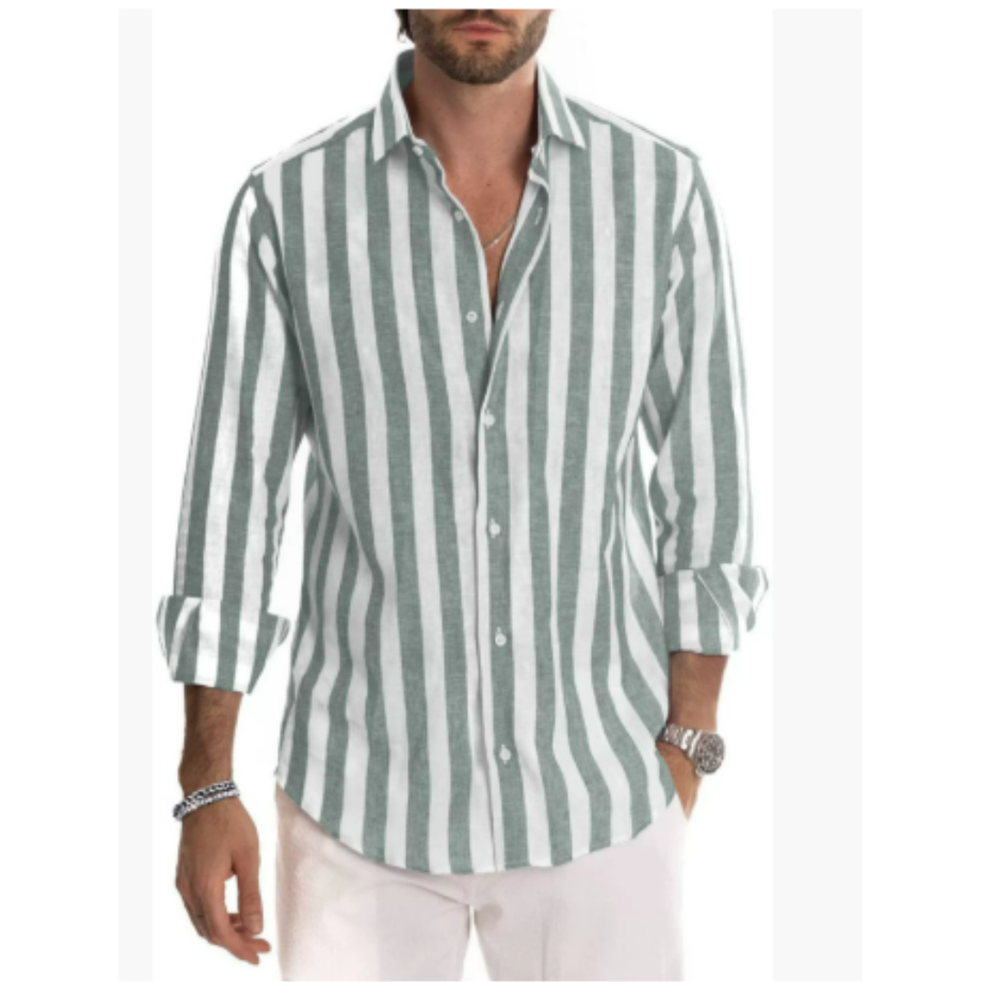 Langarmhemd Mit Streifen | Button Down Kragen