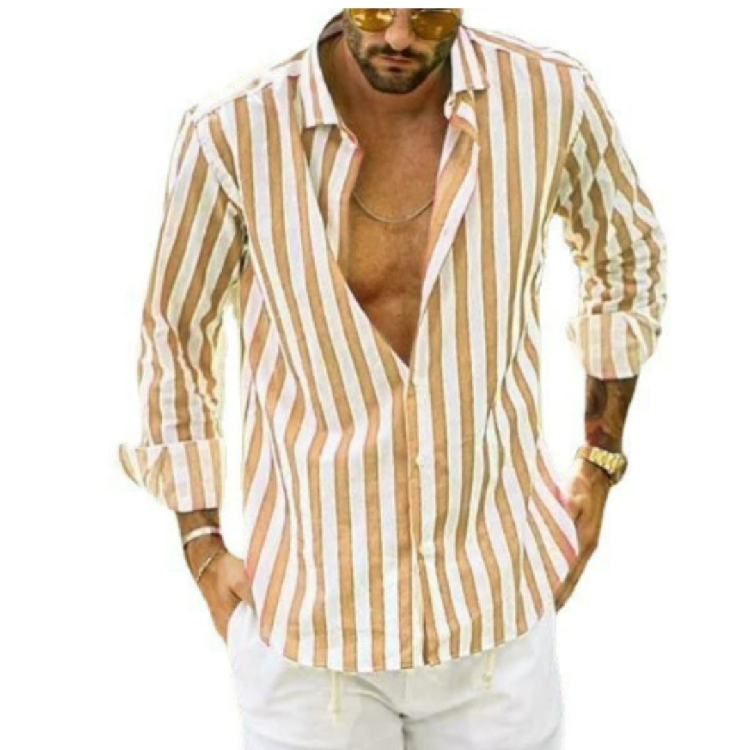 Langarmhemd Mit Streifen | Button Down Kragen