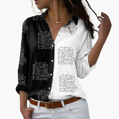 Bluse mit Blumenmuster - Damen Freizeitlook mit Kontrast