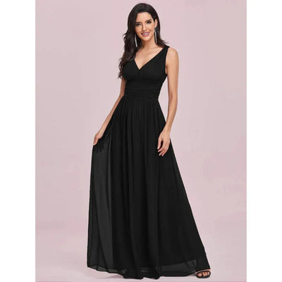 Damen Elegantes ärmelloses Kleid mit V-Ausschnitt | Maxi