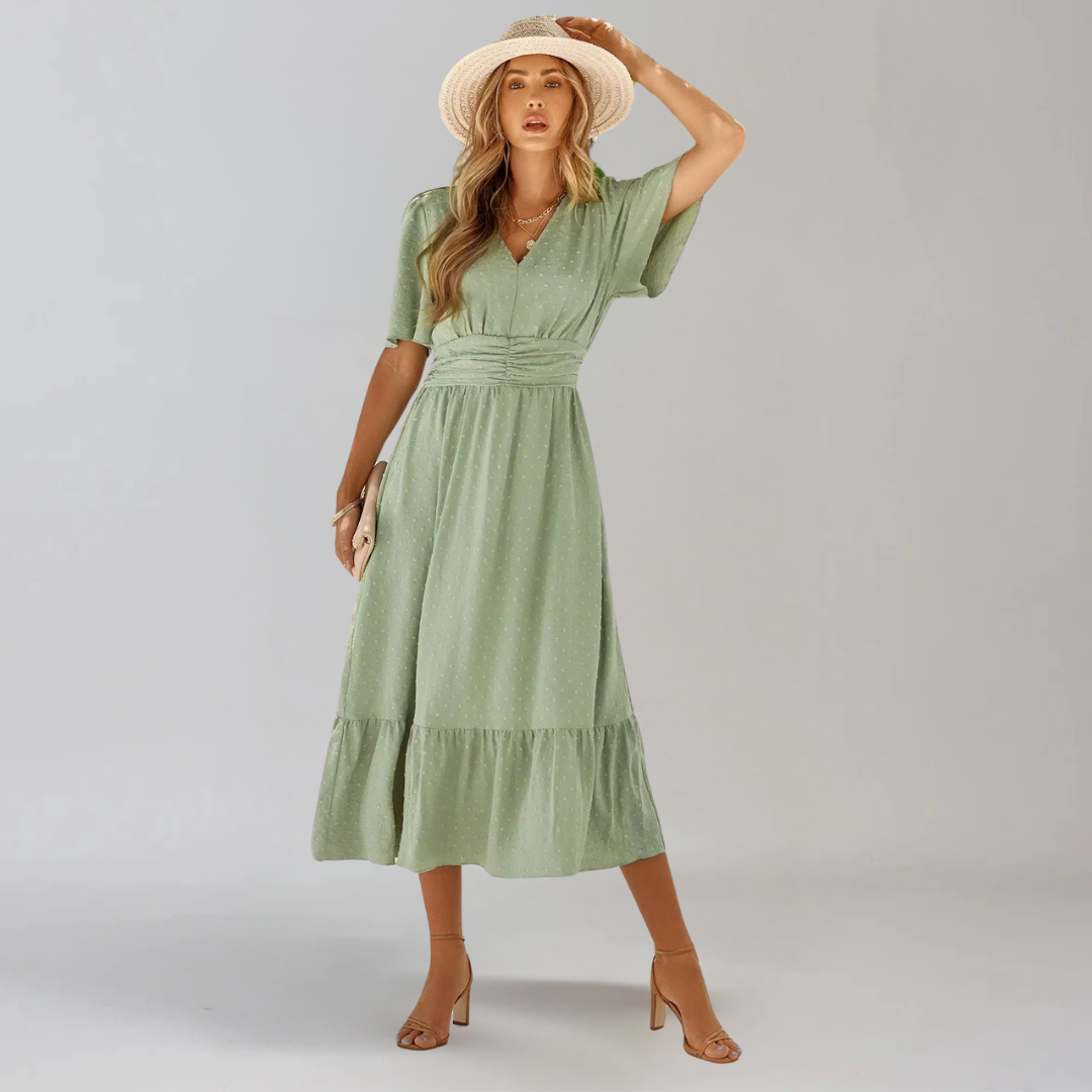 ARIA  | Mittellanges Kleid mit V-Ausschnitt