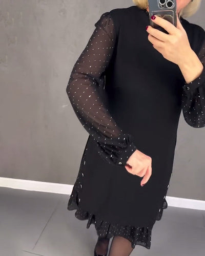 ELIANA | Elegantes Kleid mit transparenten Ärmeln und schmeichelhaftem Schnitt für Herbstveranstaltungen