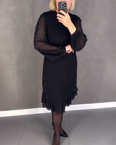 ELIANA | Elegantes Kleid mit transparenten Ärmeln und schmeichelhaftem Schnitt für Herbstveranstaltungen