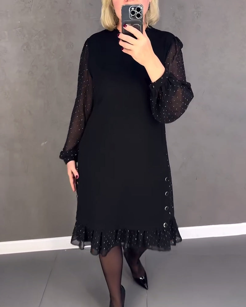 ELIANA | Elegantes Kleid mit transparenten Ärmeln und schmeichelhaftem Schnitt für Herbstveranstaltungen