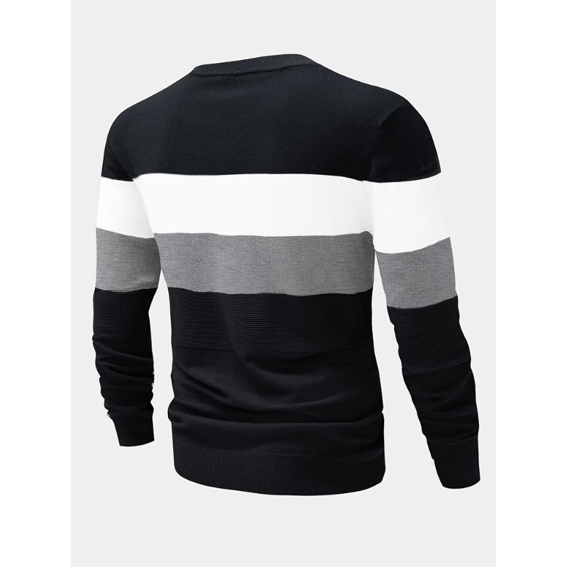 Strickpullover Herren | Rundhals | Streifen Horizontal Pullover