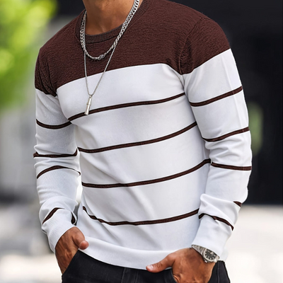 Strickpullover Herren | Langarm | Streifen Muster Pulli