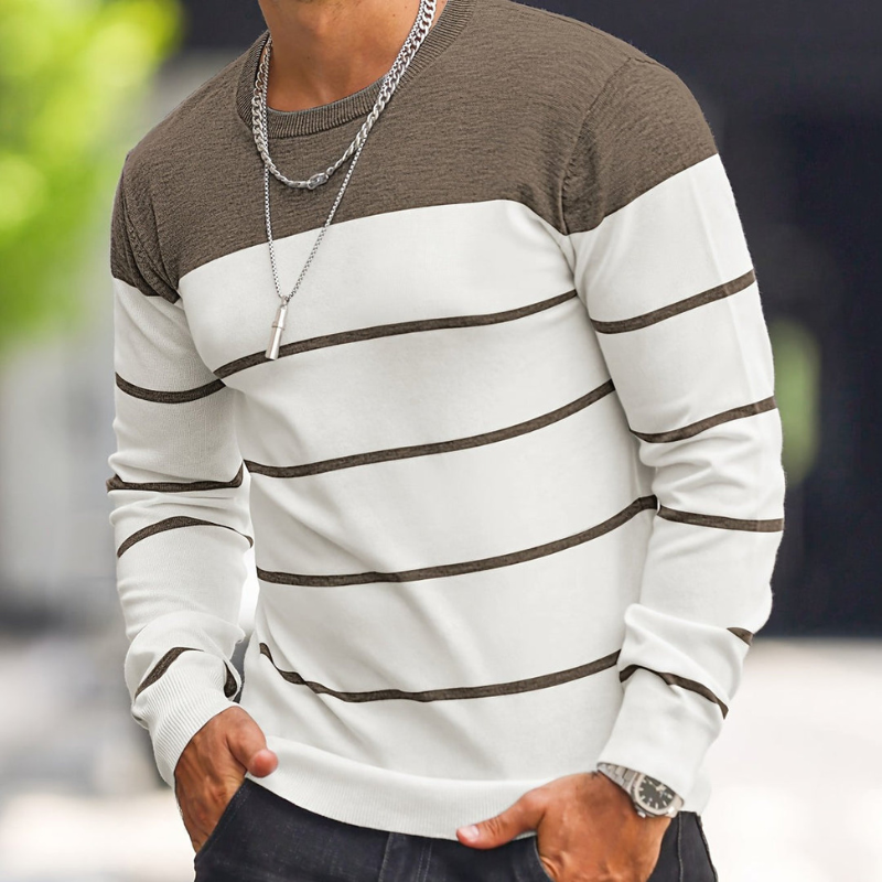 Strickpullover Herren | Langarm | Streifen Muster Pulli