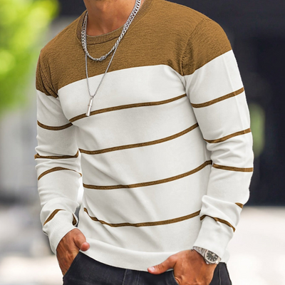 Strickpullover Herren | Langarm | Streifen Muster Pulli