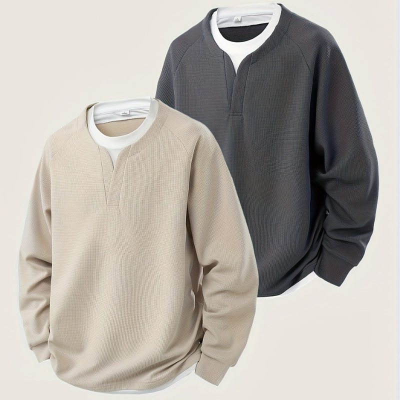 Herren Pulli im Waffelstrick | Zweilagen-Design | Herren Pullover