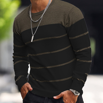 Strickpullover Herren | Langarm | Streifen Muster Pulli