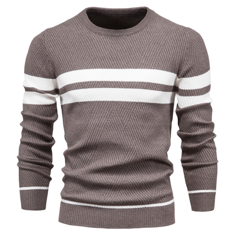 Herren Pullover | Rundhalsausschnitt & Patchwork | Schmal geschnitten