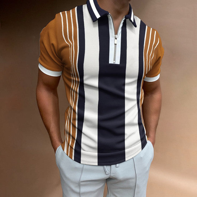 Herren Polo | Retro Reißverschluss Design | Einzigartiges Muster & Modern Casual | Sommerstil
