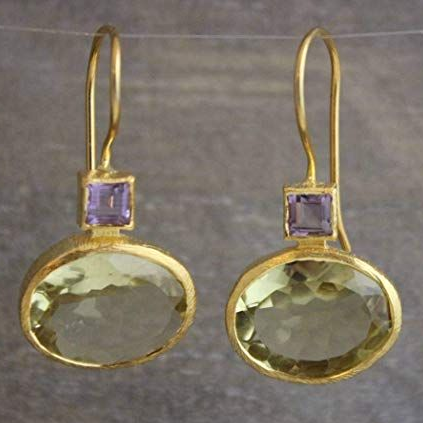 Vintage Gold Ohrringe mit grünem Kristall