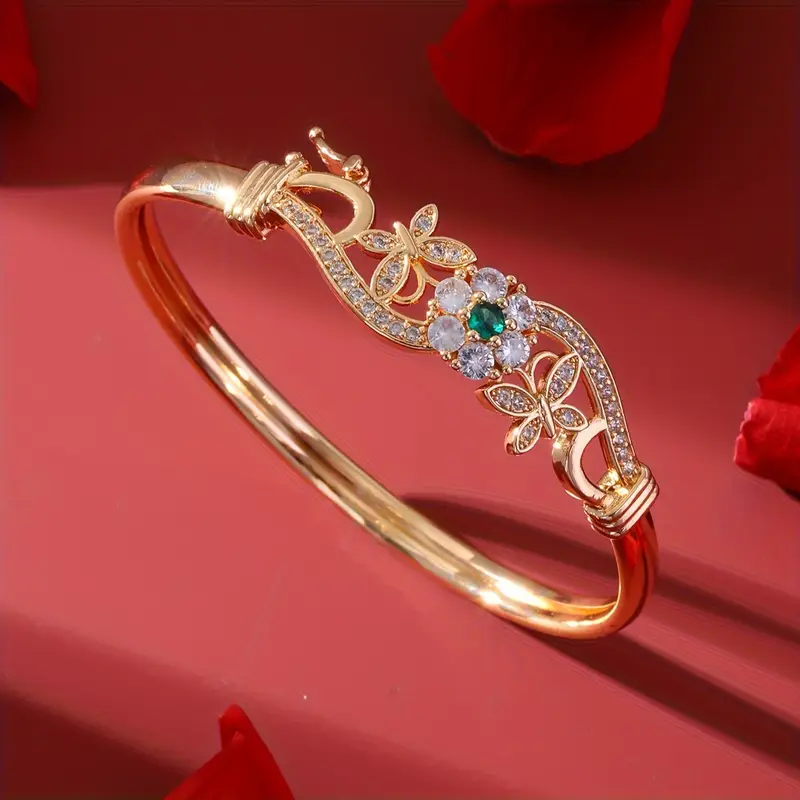 Zirkonia Gold Grünes Kristallarmband