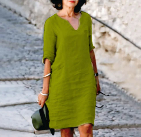 Damenkleid Mit V Ausschnitt Und 3/4 Ärmeln | Mini