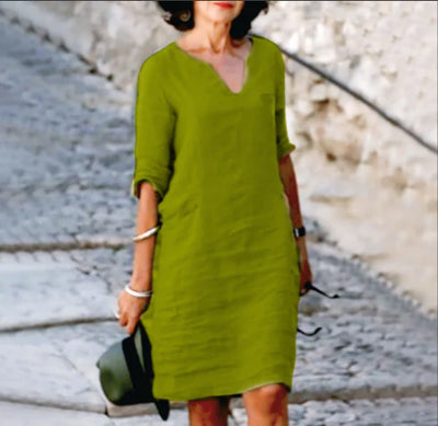 Damenkleid Mit V Ausschnitt Und 3/4 Ärmeln | Mini