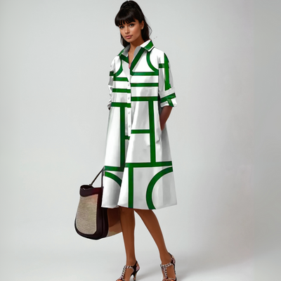 SELENE  | Geometrisch gemustertes Midikleid