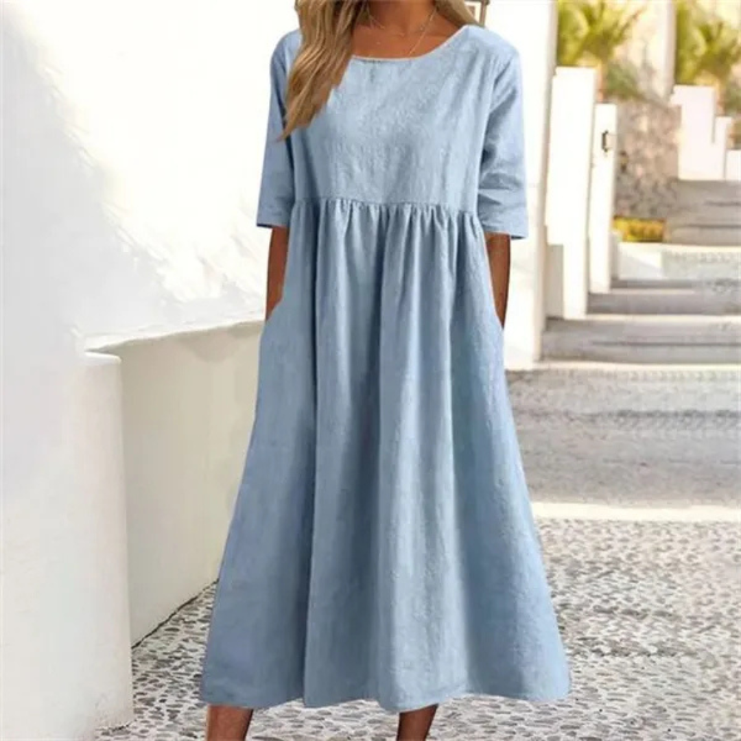 Leichtes Sommerkleid Für Damen Mit Lockerer Passform | Midi