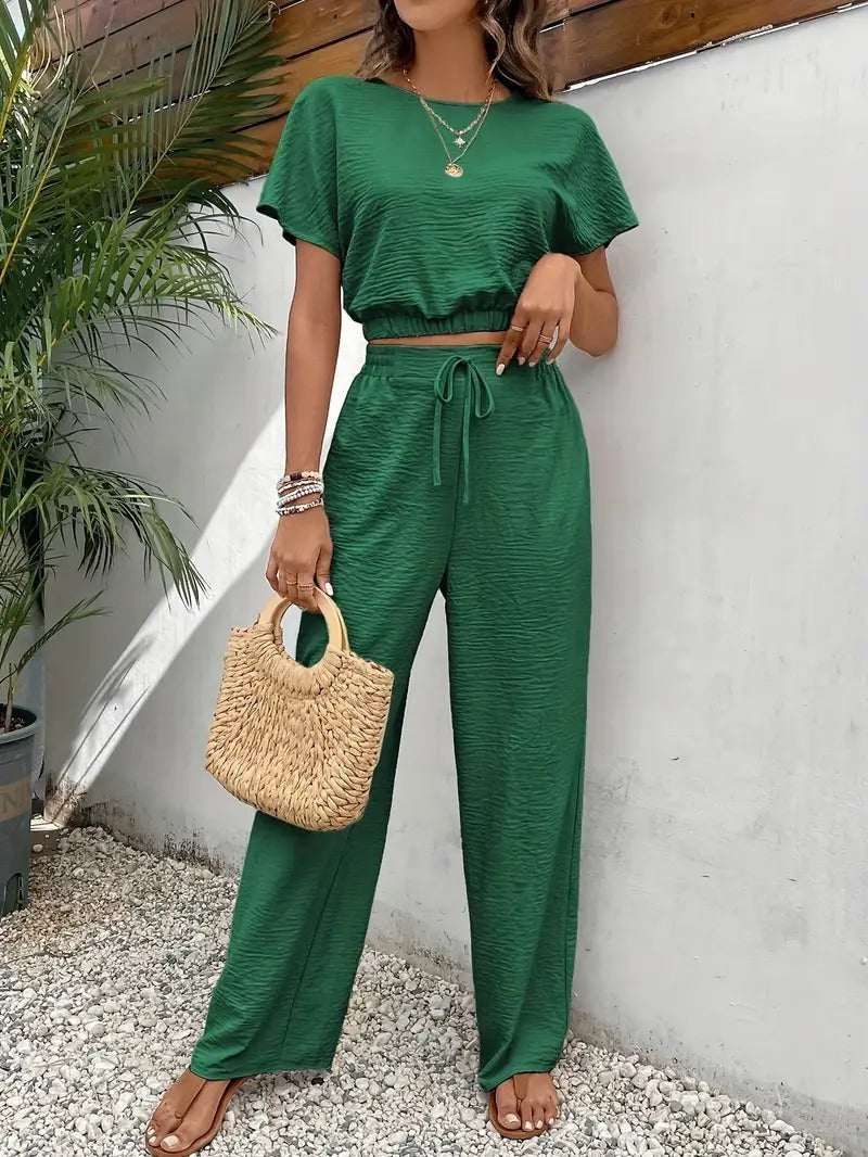 Damen Modisch Sommer Zweiteiliges Set | Hose und Oberteil