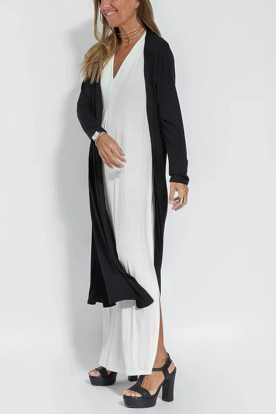 ELISE | Elegantes langes Kleid mit passenden Cardigan inklusive